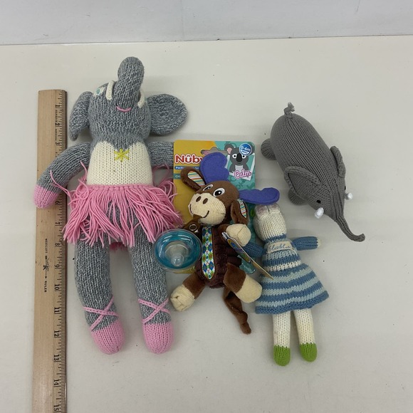 Mixed LOT Bla Bla Nubi Knit Plush Dolls Ballerina Elephant Monkey Bunny - Picture 2 of 4